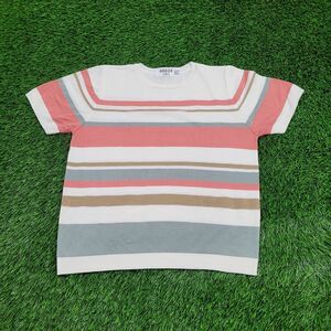 Vintage MOD Stripes Sweater Womens Large 20x22 White